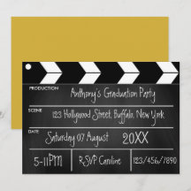 Hollywood Film Afstudeerfeest Krijtbord Uitnodigin