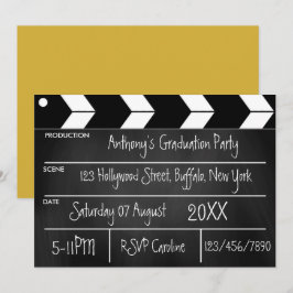 Hollywood Film Afstudeerfeest Krijtbord Uitnodigin Kaart
