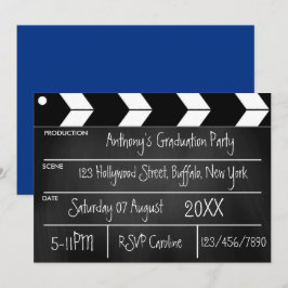 Hollywood Film Afstudeerfeest Krijtbord Uitnodigin Kaart