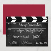 Hollywood Film Afstudeerfeest Krijtbord Uitnodigin