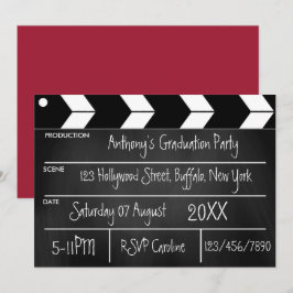 Hollywood Film Afstudeerfeest Krijtbord Uitnodigin Kaart