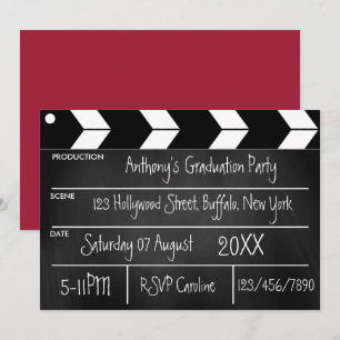 Hollywood Film Afstudeerfeest Krijtbord Uitnodigin Kaart