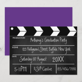 Hollywood Film Afstudeerfeest Krijtbord Uitnodigin Kaart