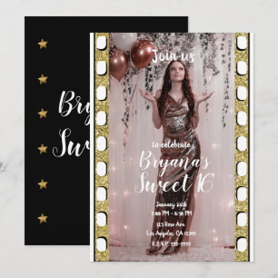 Hollywood Film Goud Sterren Film Sweet 16 Feestje Kaart