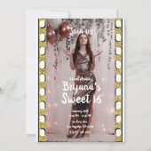 Hollywood Film Gouden Glitter Film Sweet 16 Party Kaart (Voorkant)