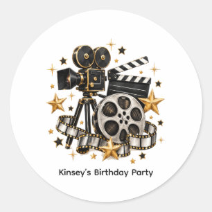 Hollywood Film Nacht Verjaardagsfeestje Ronde Sticker