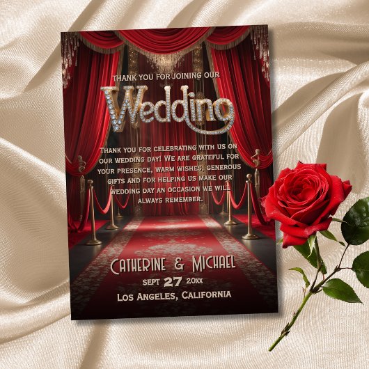 Hollywood-film Red Carpet Premiere Wedding Bedankkaart