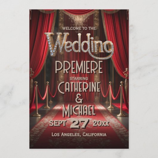 Hollywood-film Red Carpet Premiere Wedding Menu (Voorkant)