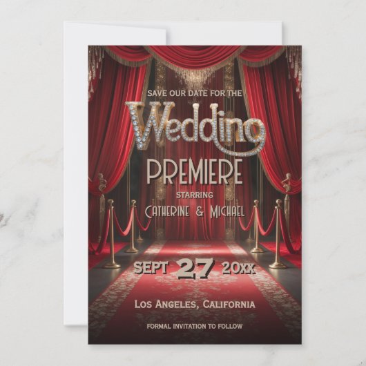 Hollywood-film Red Carpet Premiere Wedding Save The Date (Voorkant)