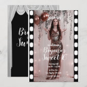 Hollywood Film Zwart Witte Gordijnen Sweet 16 Kaart (Voorkant / Achterkant)