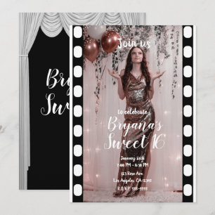 Hollywood Film Zwart Witte Gordijnen Sweet 16 Kaart