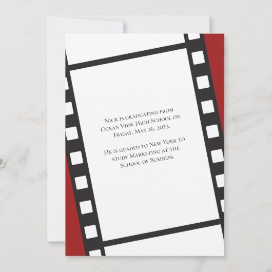 Hollywood Filmstrook Afstudeer Uitnodiging (Achterkant)