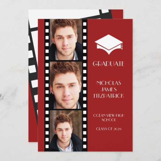 Hollywood Filmstrook Afstudeer Uitnodiging (Voorkant / Achterkant)