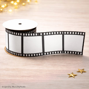 Hollywood Filmstrook Feestlint, Zwart en Wit  Satijnen Lint
