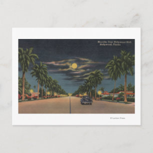 Hollywood, FL - Moonlight Uitzicht over Hollywood Briefkaart