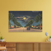 Hollywood, FL - Moonlight Uitzicht over Hollywood Canvas Afdruk (Insitu (Woonkamer))