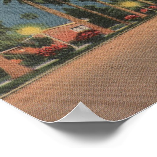 Hollywood, FL - Moonlight Uitzicht over Hollywood Poster (Hoek)