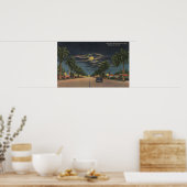 Hollywood, FL - Moonlight Uitzicht over Hollywood Poster (Keuken)