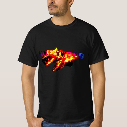Hollywood Flames Mannen waarde T-shirt (Voorkant)