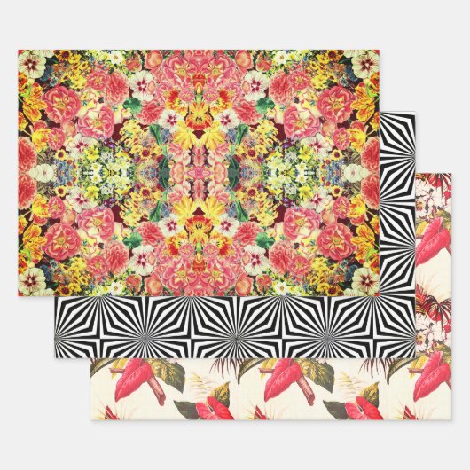 Hollywood Floral Op-Art Sampler Inpakpapier Vel (Set)