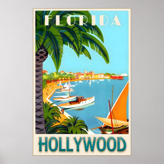 Hollywood Florida Broward County Reisposter Poster (Voorkant)