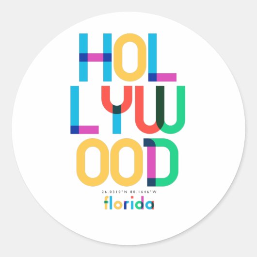 Hollywood Florida Mid Century, Pop Art, Ronde Sticker (Voorkant)
