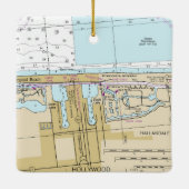 Hollywood Florida Nautical Chart Keramisch Ornament (Achterkant)