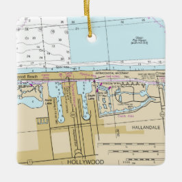 Hollywood Florida Nautical Chart Keramisch Ornament