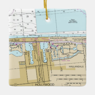 Hollywood Florida Nautical Chart Keramisch Ornament