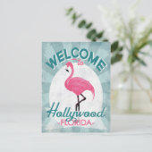 Hollywood Florida Pink Flamingo Retro Briefkaart (Staand voorkant)