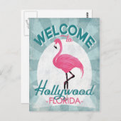 Hollywood Florida Pink Flamingo Retro Briefkaart (Voorkant / Achterkant)
