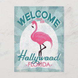 Hollywood Florida Pink Flamingo Retro Briefkaart