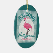 Hollywood Florida Pink Flamingo Retro Keramisch Ornament (Rechts)