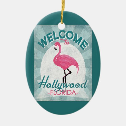 Hollywood Florida Pink Flamingo Retro Keramisch Ornament (Voorkant)