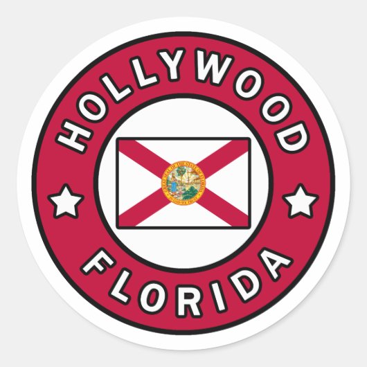 Hollywood Florida Ronde Sticker (Voorkant)