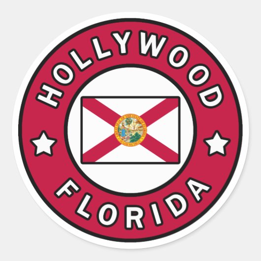 Hollywood Florida Ronde Sticker (Voorkant)
