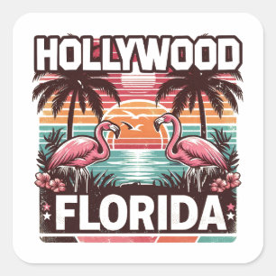 Hollywood Florida Vierkante Sticker