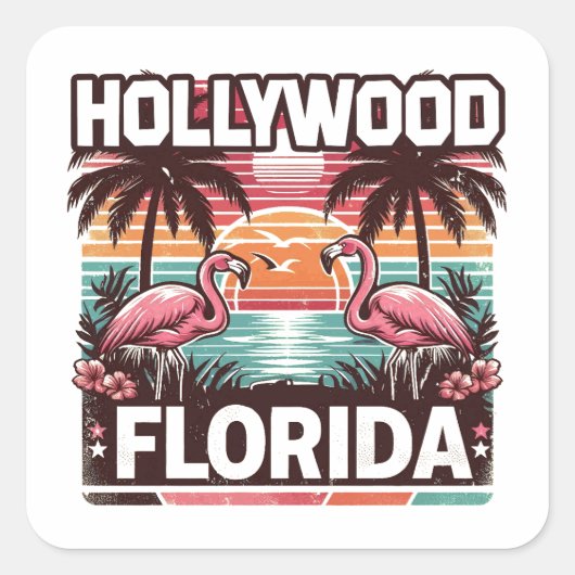 Hollywood Florida Vierkante Sticker (Voorkant)