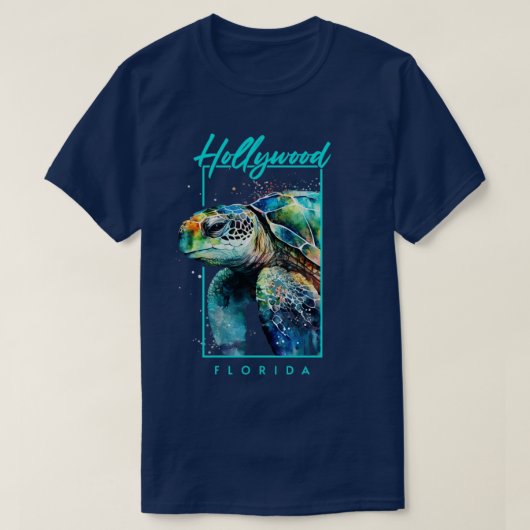 Hollywood Florida Waterverf Zee Turtle Portrait T-shirt (Design voorkant)