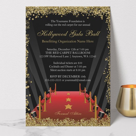 Hollywood Gala Bal Rode Trap Glitter Kaart