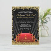 Hollywood Gala Bal Rode Trap Glitter Kaart (Staand voorkant)
