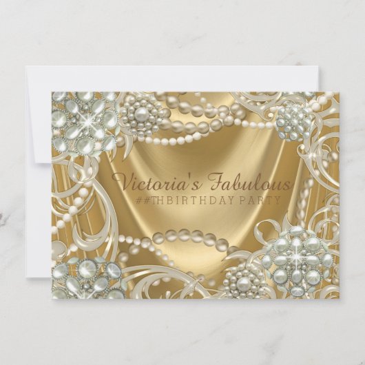 Hollywood Glam Pearl Verjaardagsfeest Kaart (Voorkant)