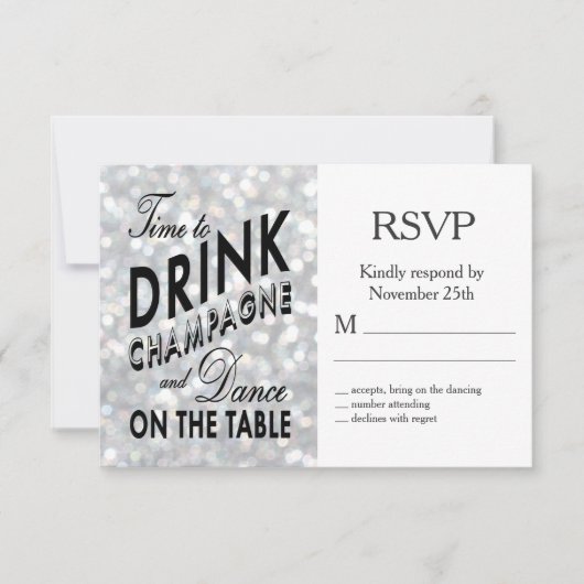 Hollywood Glam RSVP Kaartje (Voorkant)