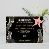 Hollywood Glam verjaardagsfeestje uitnodiging (Staand Voorkant)