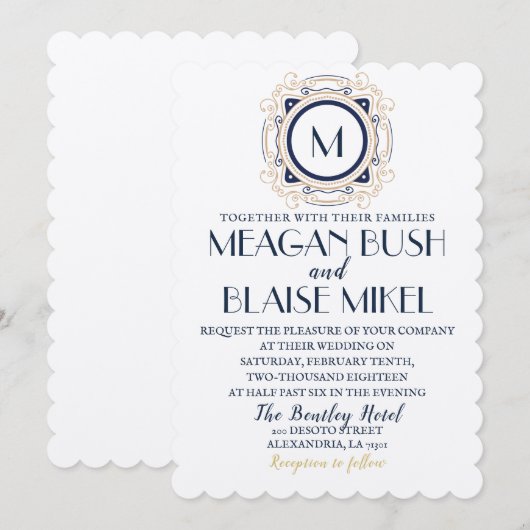 Hollywood Glam Wedding Invitation Kaart (Voorkant / Achterkant)