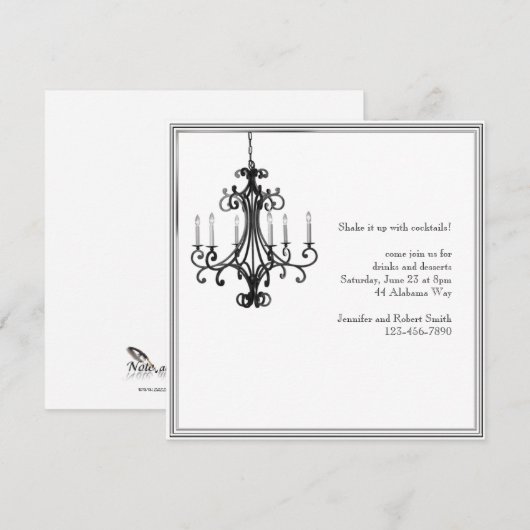 Hollywood Glamor Chandelier Party Invitation Kaart (Voorkant / Achterkant)