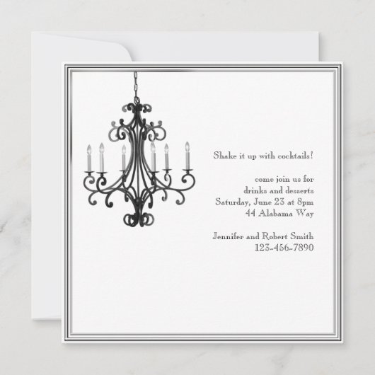 Hollywood Glamor Chandelier Party Invitation Kaart (Voorkant)