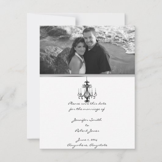 Hollywood Glamor Chandelier Save the Date (Voorkant)