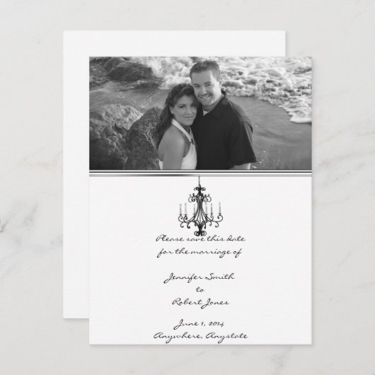 Hollywood Glamor Chandelier Save the Date (Voorkant / Achterkant)