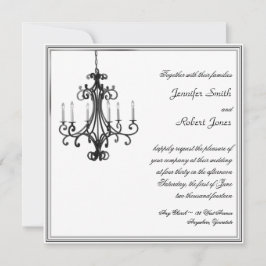 Hollywood Glamor Chandelier Wedding Invitation Kaart